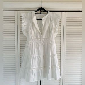 White Mini Flutter Sleeve Sundress